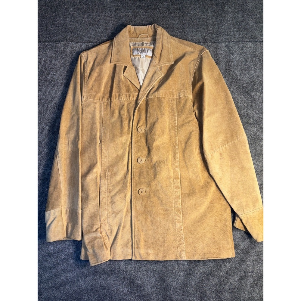 Wilsons Leather M. Julian Suede Blazer Jacket Men L Brown Lined Notch Lapel